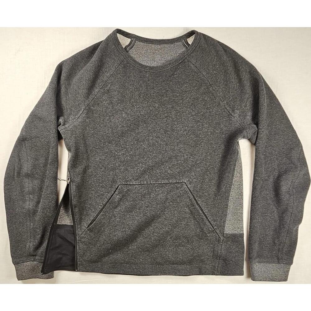 LULULEMON Men's Chamber Raglan Long Sleeve Fleece Sweatshirt Heather Black Sz M